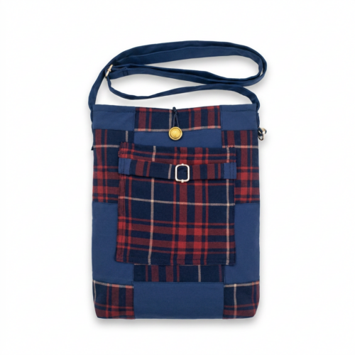 Bolso Bandolera Azul y Rojo a Cuadros