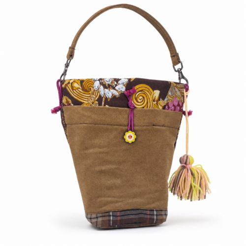 Bandolera Marrón, Floral y a Cuadros