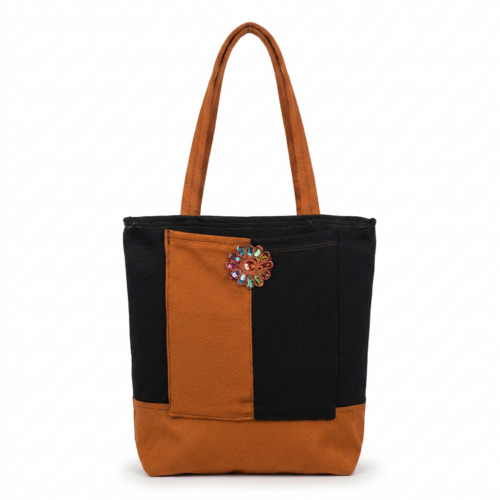 Bolso Tote Naranja y Animal Print