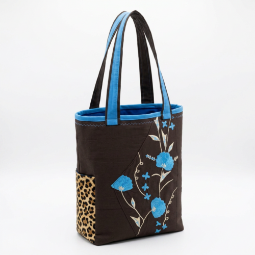 Bolso Tote Marrón, Azul y Animal Print