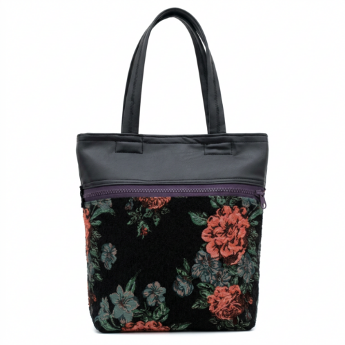 Bolso Tote Floral Negro y Rojo